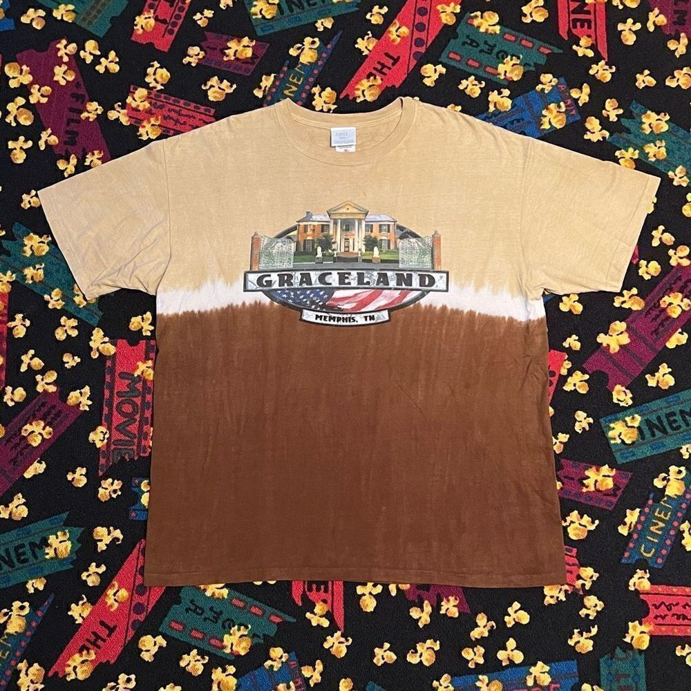 05 Elvis Presley Enterprises Graceland Brown Tie Dye Graphic Tee Shirt / Size XL